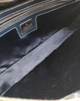 Pre-Loved Mamma Baguette Shoulder Bag Zucchino Canvas Coated with Silver Hardware, Navy and Grey