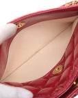 Pre-Loved Quilted Hobo Shoulder Bag Quilted Patent Leather with Aged Gold Hardware, Red