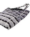 Pre-Loved Quilted Flap Bag with Foldable Tote Crossbody Bag Quilted Canvas Mini with Silver Hardware, Black