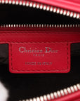 Pre-Loved Lady Dior Handbag Cannage Leather Medium with Silver Hardware, Red