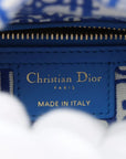 Pre-Loved Lady Dior Handbag Wicker Oblique Medium with Gold Hardware, Natural Beige and Blue