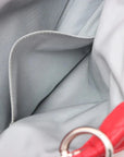 Pre-Loved Lady Dior Soft Shopping Tote Cannage Leather Large with Silver Hardware, Red