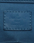 Pre-Loved Tadao Tote Damier Leather with Silver Hardware, Teal Blue