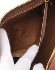 Pre-Loved Triomphe Boston Bag Handbag Triomphe Coated Canvas Small with Gold Hardware, Brown