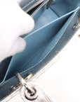 Pre-Loved Lady Dior Handbag Quilted Leather Mini with Silver Hardware, Silver