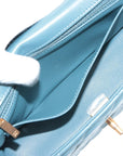 Pre-Loved Mini Flap Bag with Top Handle Handbag Quilted Leather Mini with Gold Hardware, Teal Blue
