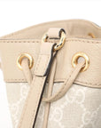 Pre-Loved Ophidia Bucket Bag GG Supreme Coated Canvas Mini with Gold Hardware, Beige / White