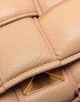 Pre-Loved Padded Cassette Crossbody Bag Intrecciato Leather with Gold Hardware, Beige