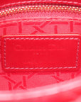 Pre-Loved Lady Dior Handbag Cannage Patent Leather Mini with Gold Hardware, Red