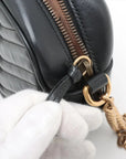 Pre-Loved GG Marmont Matelassé Camera Bag Crossbody Bag Quilted Leather Small with Aged Gold Hardware, Black