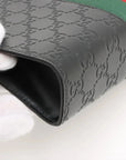 Pre-Loved Web Microguccissima Pouch Clutch Microguccissima Leather with Silver Hardware, Black