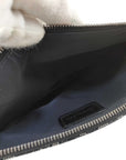 Pre-Loved Saddle Pochette Oblique Canvas Mini with Silver Hardware, Navy and Grey
