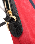 Pre-Loved Ophidia Crossbody Bag Suede Small with Gold Hardware, Red