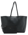 Pre-Loved Shopping Tote Leather with Gold Hardware, Black
