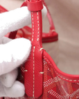 Pre-Loved Saint Louis Tote Goyardine Chevron Coated Canvas GM with Silver Hardware, Red