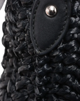 Pre-Loved Crossbody Bag Crochet Raffia with Silver Hardware, Black