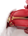Pre-Loved Saffiano Mini Bauletto Handbag Leather Mini with Gold Hardware, Red