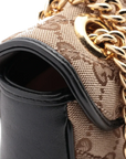 Pre-Loved GG Marmont Shoulder Bag Monogram Coated Canvas Mini with Gold Hardware, Beige / Ebony with Black Leather Trim