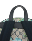 Pre-Loved GG Supreme Blooms Backpack Monogram Coated Canvas Small with Silver Hardware, Beige Blue Floral