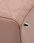 Pre-Loved Lady Dior Handbag Cannage Patent Leather Large with Silver Hardware, Pink