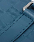 Pre-Loved Tadao Tote Damier Leather with Silver Hardware, Teal Blue