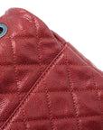 Pre-Loved Easy Flap Shoulder Bag Quilted Leather with Silver Hardware, Red