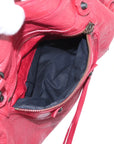 Pre-Loved City Handbag Leather with Matte Black Hardware, Red