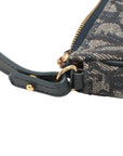 Pre-Loved Saddle Pochette Shoulder Bag Oblique Coated Canvas Mini with Gold Hardware, Navy Blue