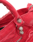 Pre-Loved Classic City Handbag Leather Mini with Silver Hardware, Red
