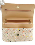 Pre-Loved Wallet on Chain Crossbody Bag Quilted Tweed with Gold Hardware, Beige Multicolor