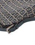 Pre-Loved Mamma Baguette Shoulder Bag Zucchino Coated Canvas with Silver Hardware, Grey / Navy