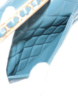Pre-Loved Mini Flap Bag with Top Handle Handbag Quilted Leather Mini with Gold Hardware, Teal Blue