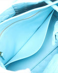 Pre-Loved Andiamo Handbag Intrecciato Leather Small with Gold Hardware, Light Blue