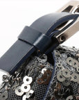 Pre-Loved Mamma Baguette Shoulder Bag Sequined with Silver Hardware, Silver