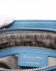 Pre-Loved Lady Dior Handbag Cannage Leather Large with Silver Hardware, Blue