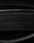 Pre-Loved Classic City Handbag Canvas Plain Mini with Silver Hardware, Black