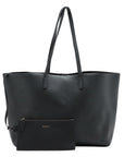 Pre-Loved Shopping Tote Leather with Gold Hardware, Black