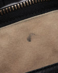 Pre-Loved Veneta Shoulder Bag Intrecciato Leather Medium with Gold Hardware, Black