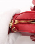 Pre-Loved Saffiano Mini Bauletto Handbag Leather Mini with Gold Hardware, Red