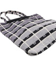Pre-Loved Quilted Flap Bag with Foldable Tote Crossbody Bag Quilted Canvas Mini with Silver Hardware, Black