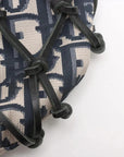 Pre-Loved Oblique Net Tote Tote Oblique Coated Canvas with Gold Hardware, Navy Blue and Beige