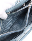 Pre-Loved Galleria Tote Leather Medium with Silver Hardware, Light Blue