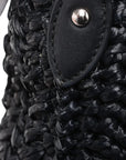 Pre-Loved Crossbody Bag Crochet Raffia with Silver Hardware, Black
