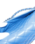 Pre-Loved Classic Double Flap Shoulder Bag Quilted Leather Jumbo with Ruthenium Hardware, Blue