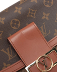 Pre-Loved Dauphine Shoulder Bag Monogram Coated Canvas MM with Gold Hardware, Brown