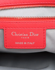 Pre-Loved Lady Dior Soft Shopping Tote Cannage Leather Large with Silver Hardware, Red