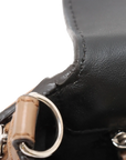 Pre-Loved Baguette Crossbody Bag Monogram Suede Mini with Silver Hardware, Beige