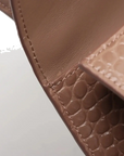Pre-Loved Hourglass Handbag Crocodile Embossed Leather Small with Gold Hardware, Beige