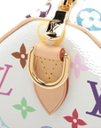 Pre-Loved Speedy Bandoulière Handbag Monogram Multicolore Coated Canvas 25 with Gold Hardware, White Multicolor