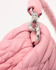 Pre-Loved Matelassé Crystal Cloquè Shoulder Bag Quilted Leather with Silver Hardware, Pink